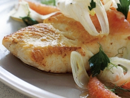 Roasted Halibut Fillet with Grapefruit Fennel Salsa Recipe