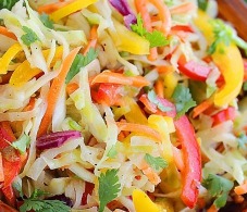 Low-Calorie Mixed Pepper Coleslaw with Peanut Dressing Recipe