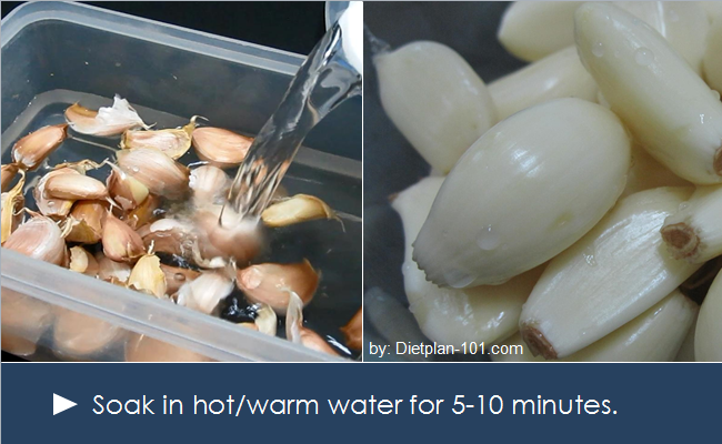 Soak garlic cloves in hot water to peel