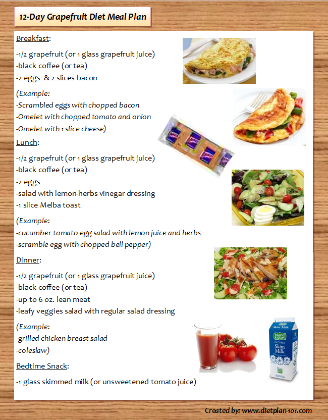 12-day grapefruit diet meal plan