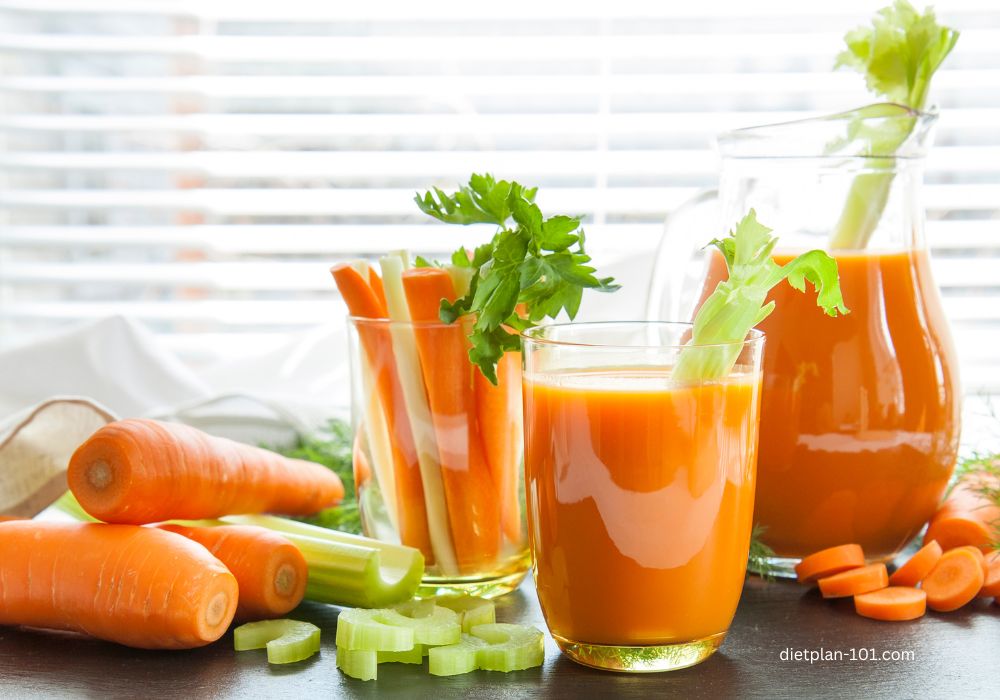 Fresh carrot juice in glass